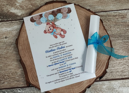Invitatie botez - Papirus TEDDY BLUE [1]