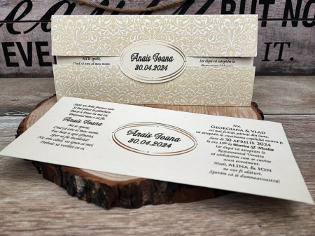 INVITATII BOTEZ - Invitatie botez CATIFEA CREM