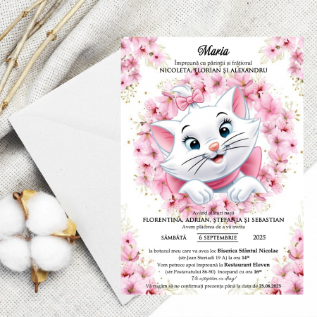 INVITATII BOTEZ - Invitatie botez PM156 PISICUTA