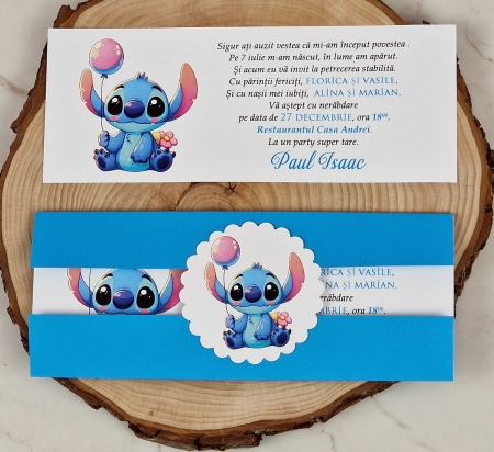 BOTEZ - Invitatie botez STITCH (blue)