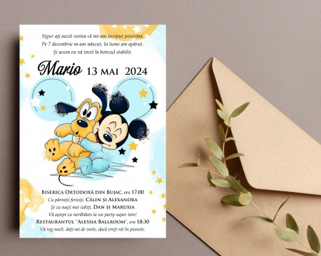 INVITATII BOTEZ - Invitatie botez Mickey & Pluto