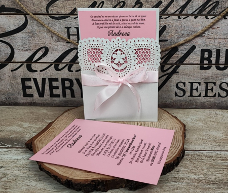 INVITATII BOTEZ - Invitatie botez 3702 Pink