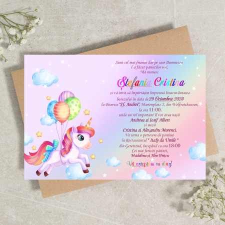 INVITATII BOTEZ - Invitatie botez UNICORN DREAM