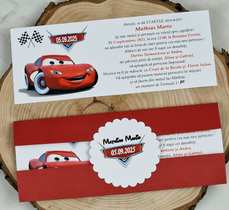 INVITATII BOTEZ - Invitatie CARS (coperta bordo)