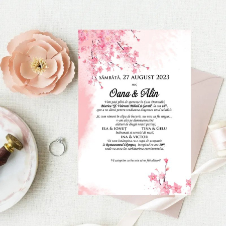 INVITATII NUNTA - Invitatie Cherry Blossom