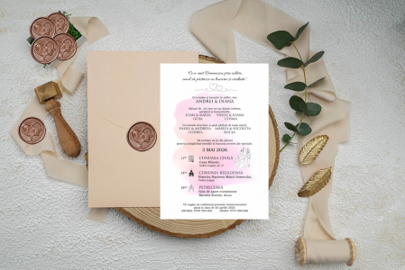 Invitatii nunta SIGILIU - Invitatie cod 9324 DUSTY PINK