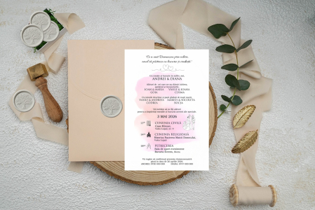Invitatii nunta SIGILIU - Invitatie cod 9324 DUSTY PINK