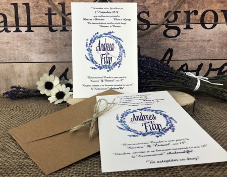INVITATII NUNTA - Invitatie - Coroana din Lavanda