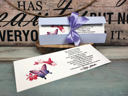 Invitatie cu Fluturi (coperta lila)
