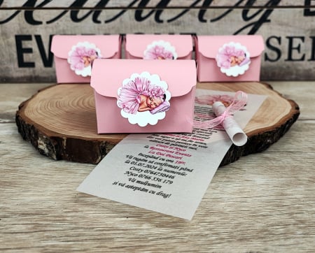 INVITATII BOTEZ - Invitatie cufar F7 Bebelusa