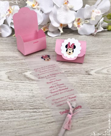 INVITATII BOTEZ - invitatie cufar MINNIE MOUSE