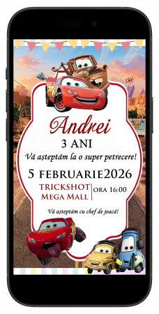 Invitatii digitale BOTEZ - Invitatie digitala CARS