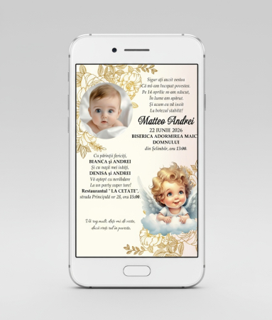 Invitatii digitale BOTEZ - Invitatie electronica ANGEL PM175