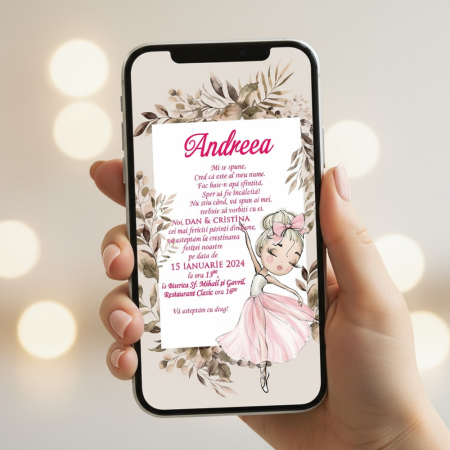 Invitatii digitale BOTEZ - Invitatie electronica aniversare PM152