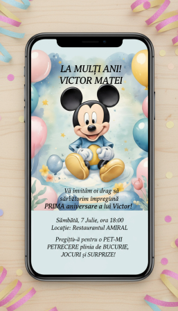 Invitatii digitale BOTEZ - Invitatie electronica CT1