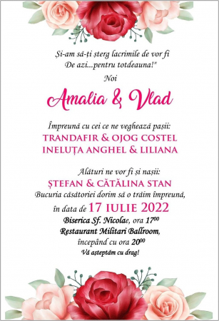 Invitatii nunta DIGITALE - Invitatie electronica ROSE FLOWER