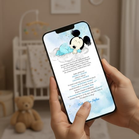 BOTEZ - Invitatie electronica - Mickey Sleeping