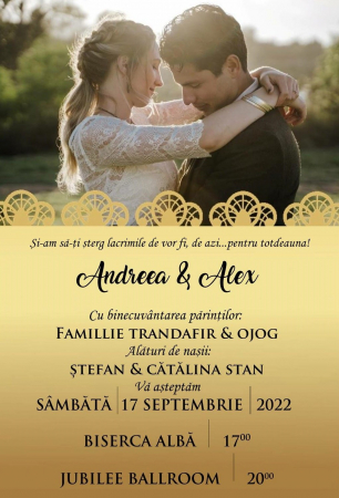 Invitatii nunta DIGITALE - Invitatie electronica GOLD FOTO