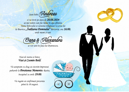 Invitatii nunta DIGITALE - Invitatie electronica  PM101