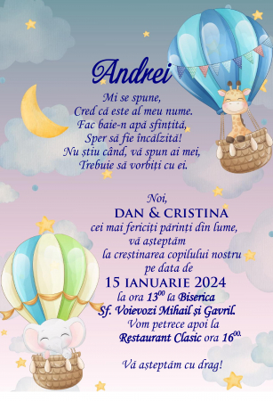 Invitatii digitale BOTEZ - Invitatie electronica PM122