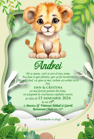 Invitatii digitale BOTEZ - Invitatie electronica Little Lion PM134