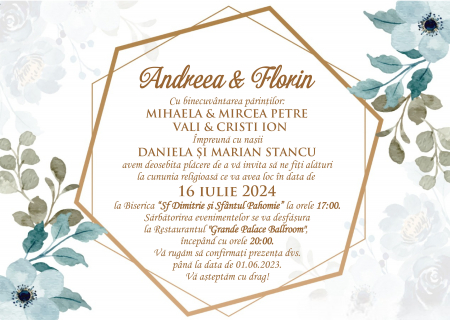 Invitatii nunta DIGITALE - Invitatie electronica PM137