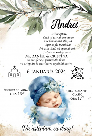 Invitatii digitale BOTEZ - Invitatie electronica PM149