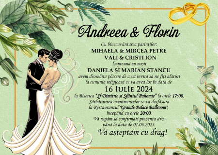 Invitatii nunta DIGITALE - Invitatie electronica PM150