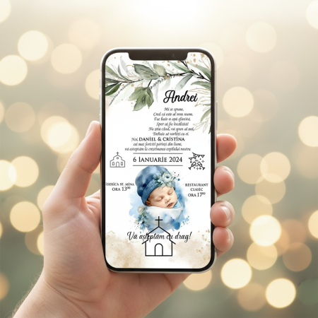 Invitatii digitale BOTEZ - Invitatie electronica PM149