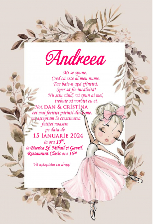 Invitatii digitale BOTEZ - Invitatie electronica aniversare PM152