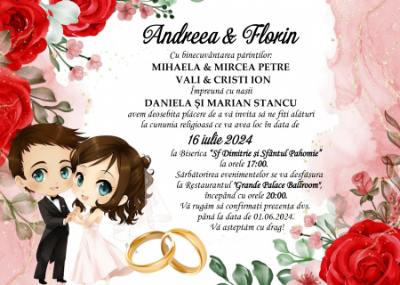 Invitatii nunta DIGITALE - Invitatie electronica PM181