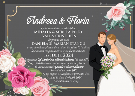 Invitatii nunta DIGITALE - Invitatie electronica PM185