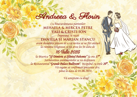 Invitatii nunta DIGITALE - Invitatie electronica PM208