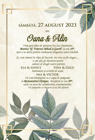 Invitatii nunta DIGITALE - Invitatie electronica PM43