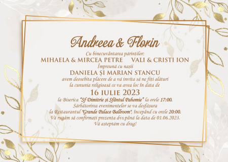 Invitatii nunta DIGITALE - Invitatie electronica PM48