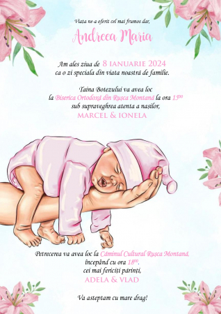 Invitatii digitale BOTEZ - Invitatie electronica PM66