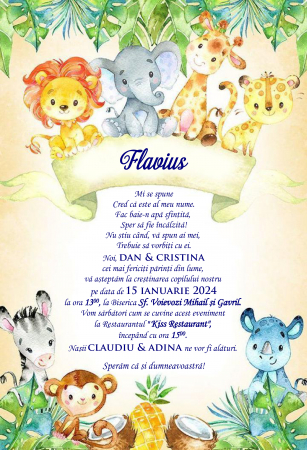 Invitatii digitale BOTEZ - Invitatie online petrecere copii PM103