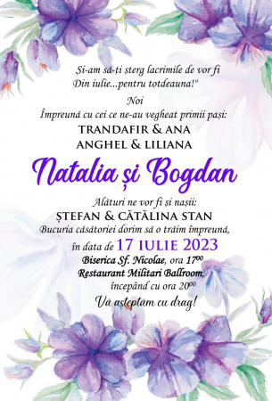 Invitatii nunta DIGITALE - Invitatie electronica Sweet Lavender