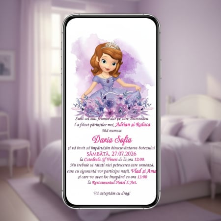 BOTEZ - Invitatie electronica SOFIA THE FIRST