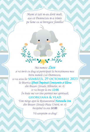 Invitatii digitale BOTEZ - Invitatie ELECTRONICA - ELEFANTEL