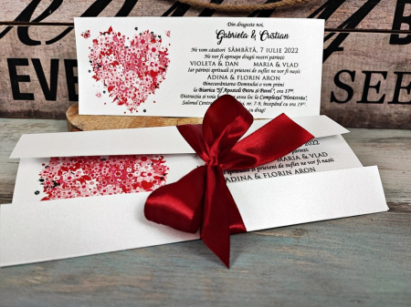 Invitatie Flower Heart (alb sidef) [4]