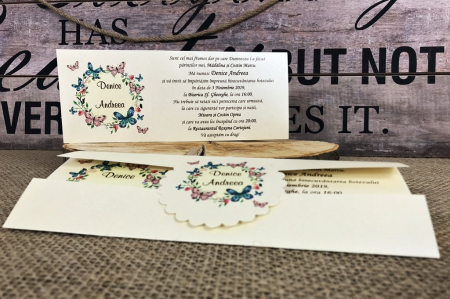 Invitatie Fluturi (model crem perlat) [1]