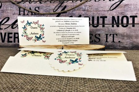 Invitatie Fluturi (model crem perlat) [5]