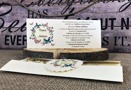 Invitatie Fluturi (model crem perlat) [4]