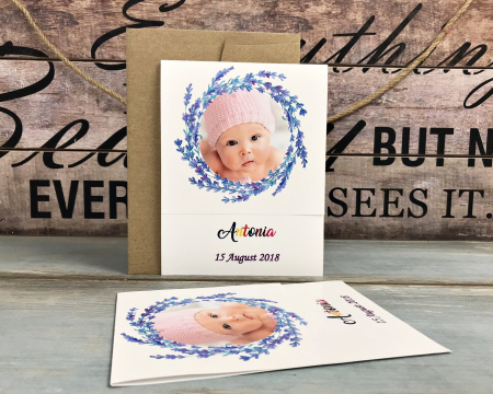 INVITATII BOTEZ - Invitatie FOTO - Lavanda Baby