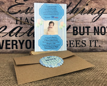 INVITATII BOTEZ - Invitatie FOTO - Magic Blue