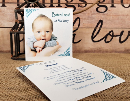 INVITATII BOTEZ - Invitatie FOTO - (model blue)