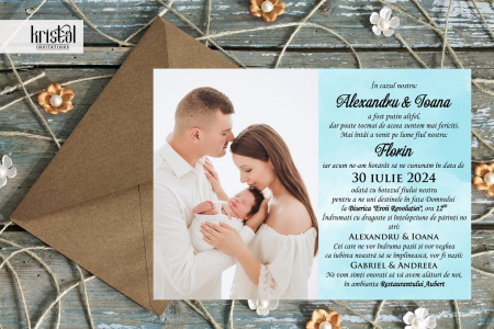 INVITATII BOTEZ - Invitatie foto PM23 BLUE