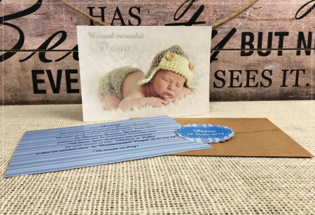 INVITATII BOTEZ - Invitatie FOTO Sweet (alb perlat)
