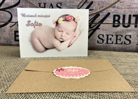 Invitatie FOTO -  Sweet PINK (alb perlat) [2]